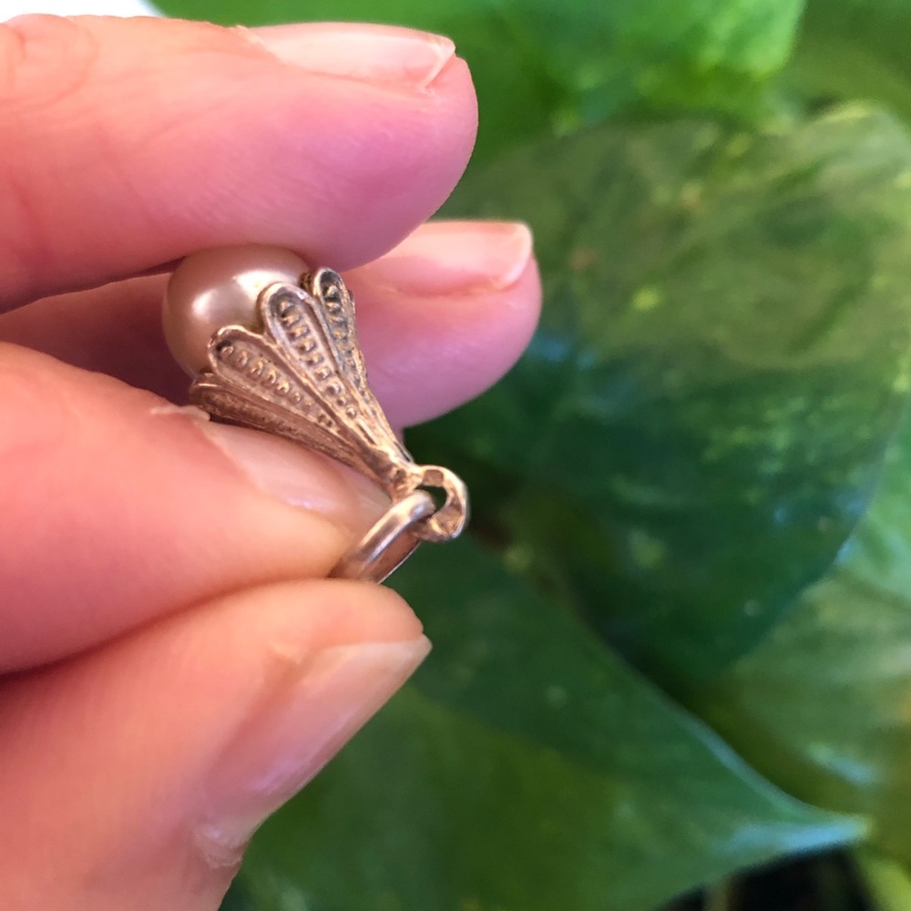Vintage Silver Pearl Pendant Charm - Picture 8 of 10
